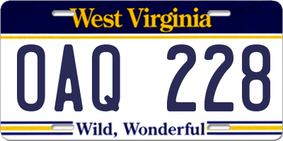WV license plate OAQ228
