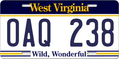 WV license plate OAQ238