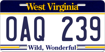 WV license plate OAQ239