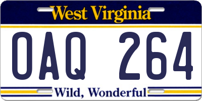 WV license plate OAQ264