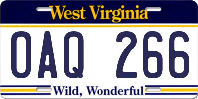 WV license plate OAQ266