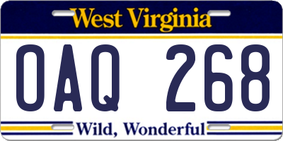 WV license plate OAQ268