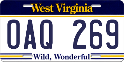 WV license plate OAQ269