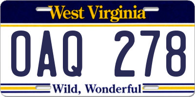 WV license plate OAQ278