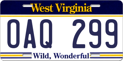 WV license plate OAQ299