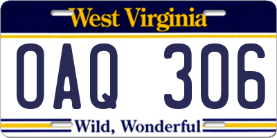 WV license plate OAQ306