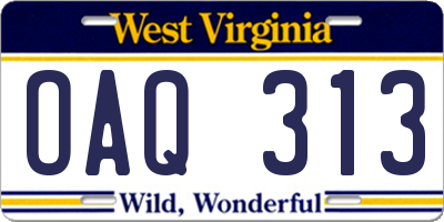 WV license plate OAQ313
