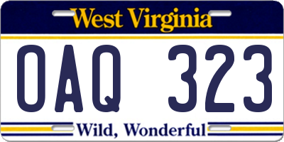 WV license plate OAQ323