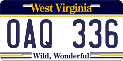 WV license plate OAQ336