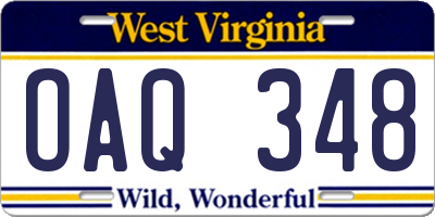 WV license plate OAQ348