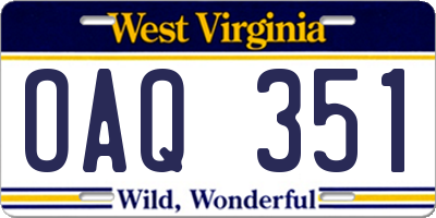 WV license plate OAQ351