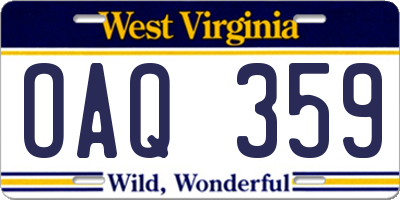 WV license plate OAQ359