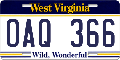WV license plate OAQ366