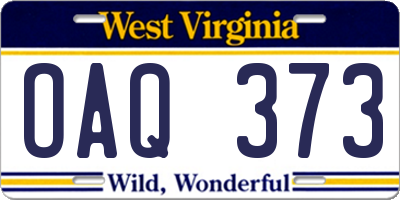 WV license plate OAQ373