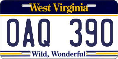 WV license plate OAQ390