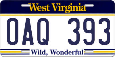 WV license plate OAQ393