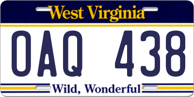 WV license plate OAQ438