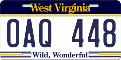 WV license plate OAQ448