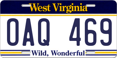 WV license plate OAQ469