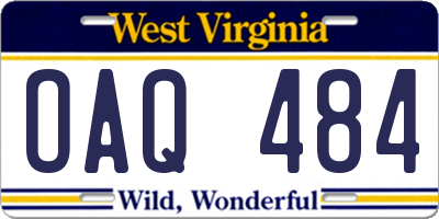WV license plate OAQ484
