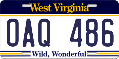 WV license plate OAQ486