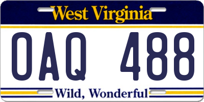 WV license plate OAQ488