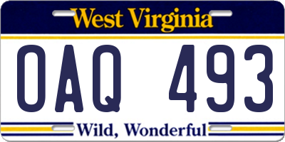 WV license plate OAQ493