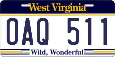 WV license plate OAQ511