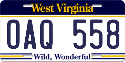 WV license plate OAQ558