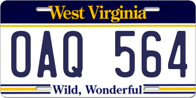 WV license plate OAQ564