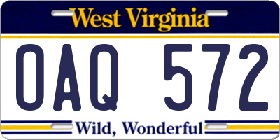 WV license plate OAQ572