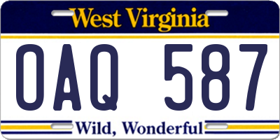 WV license plate OAQ587
