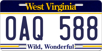 WV license plate OAQ588