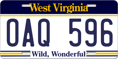 WV license plate OAQ596