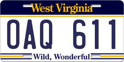WV license plate OAQ611