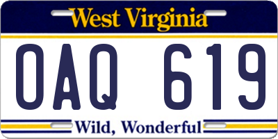 WV license plate OAQ619