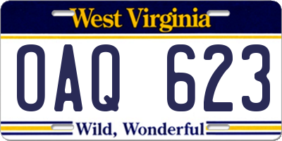 WV license plate OAQ623