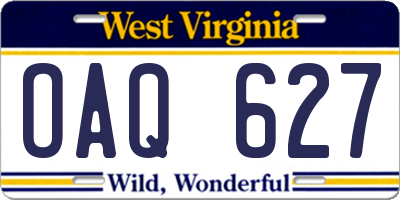 WV license plate OAQ627