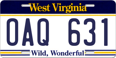 WV license plate OAQ631