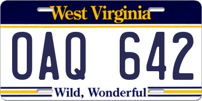 WV license plate OAQ642