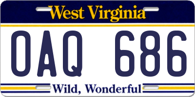 WV license plate OAQ686