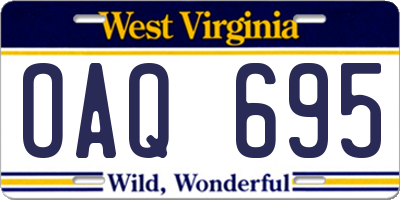 WV license plate OAQ695