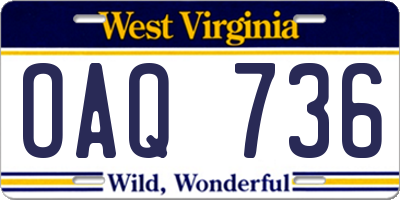 WV license plate OAQ736