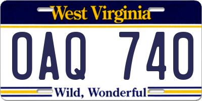 WV license plate OAQ740