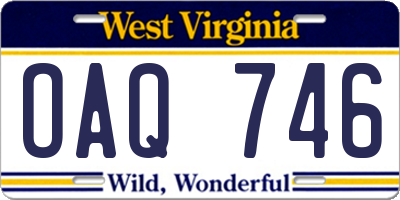 WV license plate OAQ746