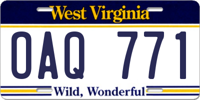 WV license plate OAQ771
