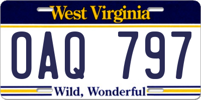 WV license plate OAQ797
