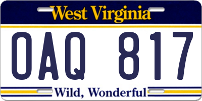 WV license plate OAQ817