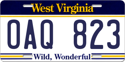 WV license plate OAQ823