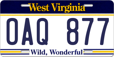 WV license plate OAQ877